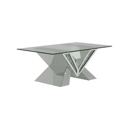 Coaster Taffeta V-shaped Coffee Table with Glass Top Silver