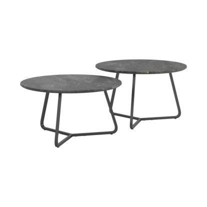 Coaster Lennox 2-piece Round Coffee Table Set Faux Slate and Matte Black Model 723538