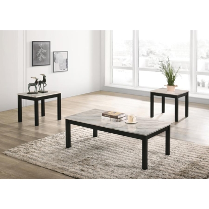 Coaster Bates Faux Marble 3-piece Occasional Table Set White and Black Model 723615