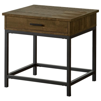 Coaster Byers Square 1-drawer End Table Brown Oak and Sandy Black Model 723777