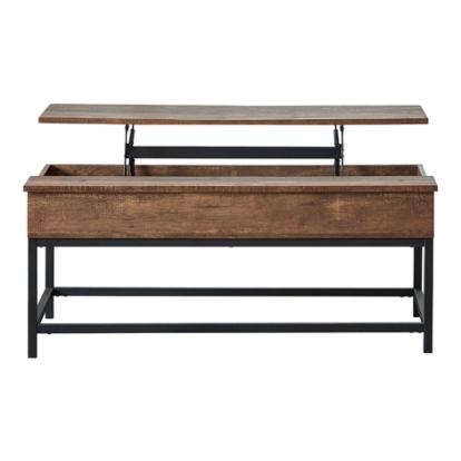 Coaster Byers Black Coffee Table with Hidden Storage Brown Oak and Sandy Black