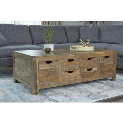 Coaster Esther 6-drawer Storage Coffee Table Natural Sheesham Model 723888