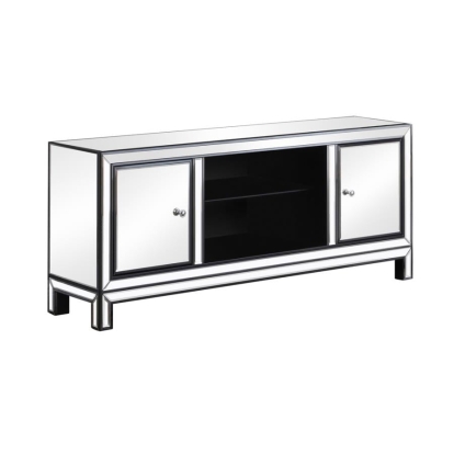 Coaster 2-door TV Console Black Titanium and Silver Model 724164
