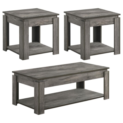 Coaster Donal 3-piece Occasional Set with Open Shelves Weathered Grey Model 736145