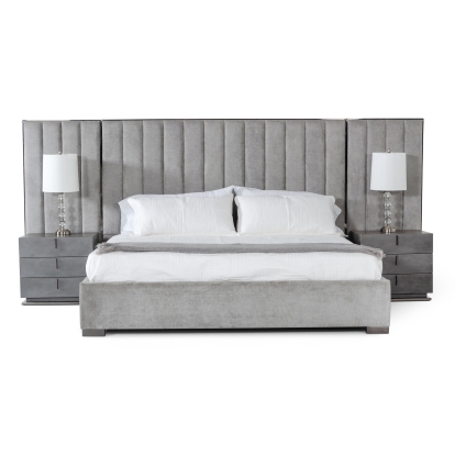 Modrest Buckley - Modern Grey & Black Stainless Steel Bed Bed Grey furniture-00177572|77570|77571 Vig Furniture VGVC2003-BED1