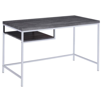 Coaster Kravitz Rectangular Writing Desk Weathered Grey and Chrome Model 801271