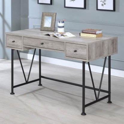 Coaster Analiese 3-drawer Writing Desk Grey Driftwood and Black