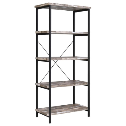 Coaster Kemper 4-shelf Bookcase Salvaged Cabin and Black Model 801552