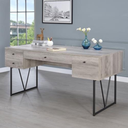 Coaster Analiese 4-drawer Writing Desk Grey Driftwood