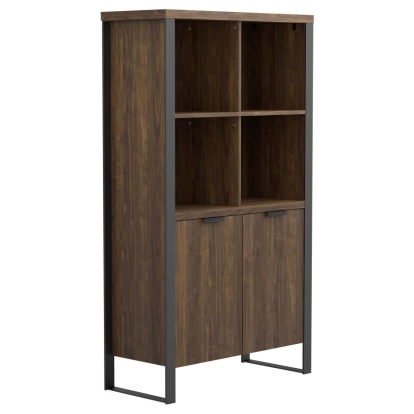 Coaster Pattinson 2-door Rectangular Bookcase Aged Walnut and Gunmetal Model 803374