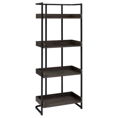 Coaster Ember 4-shelf Bookcase Dark Oak and Sandy Black Model 803412