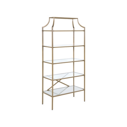 Coaster Serena 5-tier Tempered Glass Shelves Bookcase Matte Gold