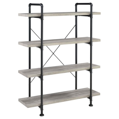 Coaster Delray 4-tier Open Shelving Bookcase Grey Driftwood and Black Model 804406