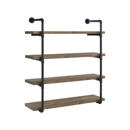 Coaster Elmcrest 40-inch Wall Shelf Black and Rustic Oak