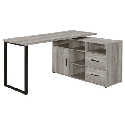 Coaster Hertford L-shape Office Desk with Storage Grey Driftwood Model 804462