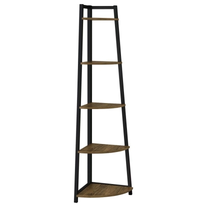 Coaster Jacksonville 5-tier Corner Bookcase Aged Walnut Model 805497