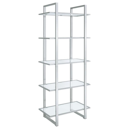 Coaster Hartford Glass Shelf Bookcase Chrome Model 805538