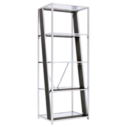 Coaster Alamosa 4-tier Bookcase with Glass Shelf Chrome Model 805543