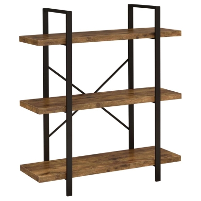Coaster Cole 3-Shelf Bookcase Antique Nutmeg and Black Model 805805