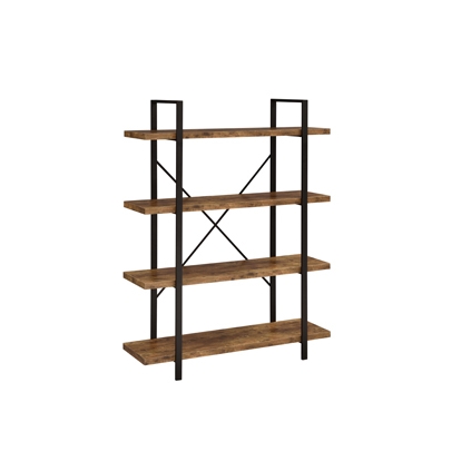 Coaster Cole 4-Shelf Bookcase Antique Nutmeg and Black