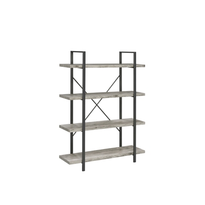 Coaster Cole 4-Shelf Bookcase Grey Driftwood and Gunmetal