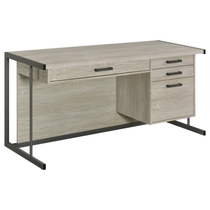Coaster Loomis 4-drawer Rectangular Office Desk Whitewashed Grey and Gunmetal Model 805881