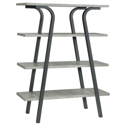 Coaster Tatum 4-tier Rectangular Bookcase Cement and Gunmetal Model 805893