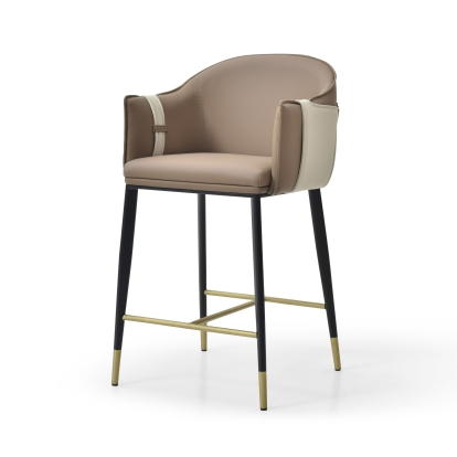Modrest Calder - Modern Brown & Beige Vegan Leather Counter Chair Bar Stool Brown furniture-00181581 Vig Furniture VGVC-B065-BRN
