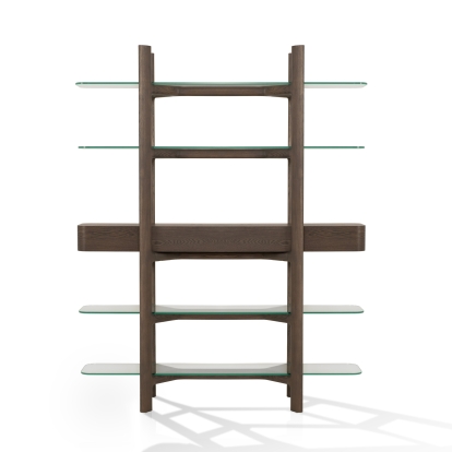 Modrest Rinaldi - Mid-Century Modern Grey Ash + Glass Bookshelf Shelf Unit Grey furniture-00181590 Vig Furniture VGCS-DS-23006