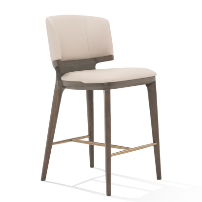 Modrest Calvary - Mid-Century Modern Beige Vegan Leather + Grey Ash Counter Chair Bar Stool Beige furniture-00181592 Vig Furniture VGCS-BS-23022-BGE
