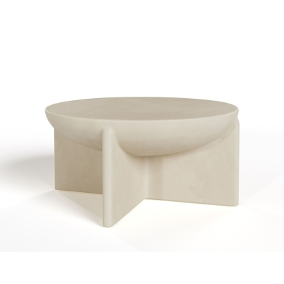 Modrest Elsa - Modern Beige Concrete Round Coffee Table Coffee Table Beige furniture-00181847 Vig Furniture VGGR-615480-BGE