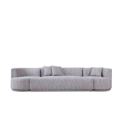 Divani Casa Beau - Modern Light Grey Fabric Sectional Sofa With 2 Swirling Chairs Sectional Sofa Light Grey furniture-00181964 Vig Furniture VGAH-VH119-LTGRY