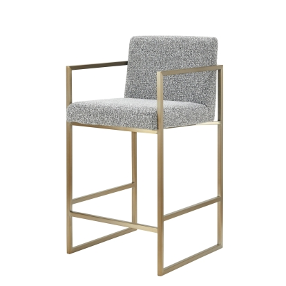 Modrest Suzanne - Modern Grey Fabric + Antique Brass Counter Chair Bar Stool Grey furniture-00182170 Vig Furniture VGGA-6229CH-C-GRY