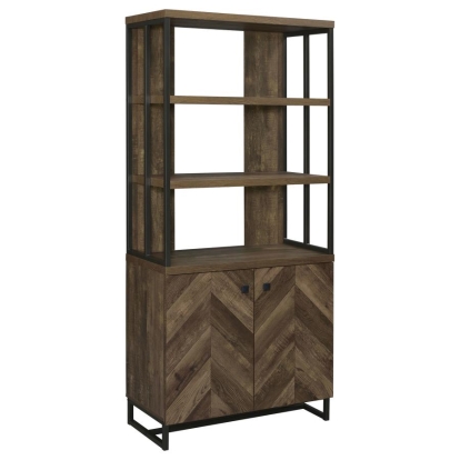 Coaster Millbrook 2-door Bookcase Rustic Oak Herringbone and Gunmetal Model 882093