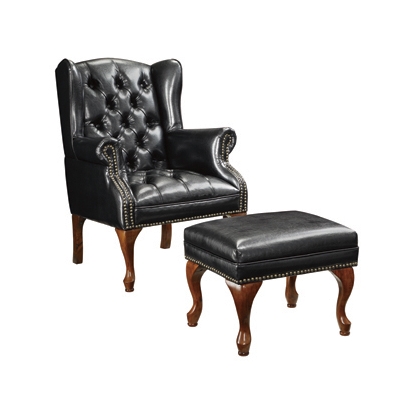 Coaster Roberts Button Tufted Back Accent Chair with Ottoman Black and Espresso