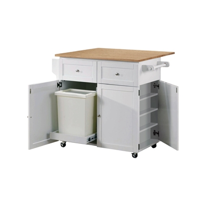 Coaster Jalen 3-door Kitchen Cart with Casters Natural Brown and White