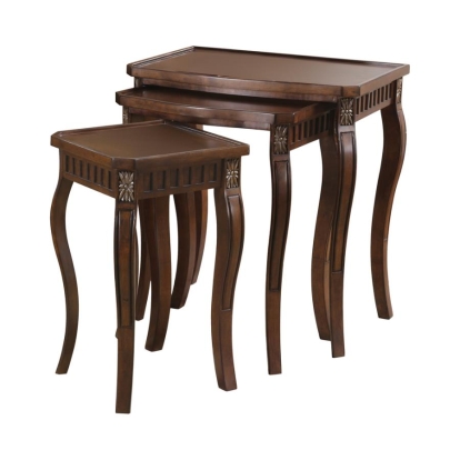 Coaster Daphne 3-piece Curved Leg Nesting Tables Warm Brown Model 901076
