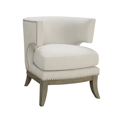 Coaster Jordan Dominic Barrel Back Accent Chair White and Weathered Grey