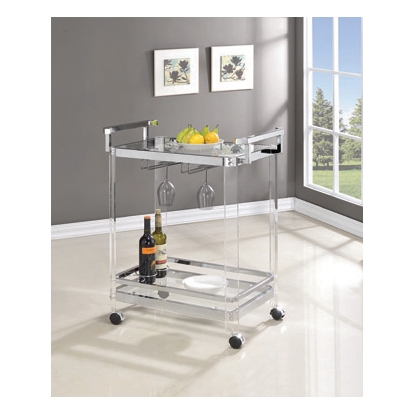 Coaster Jefferson 2-tier Glass Serving Cart Clear