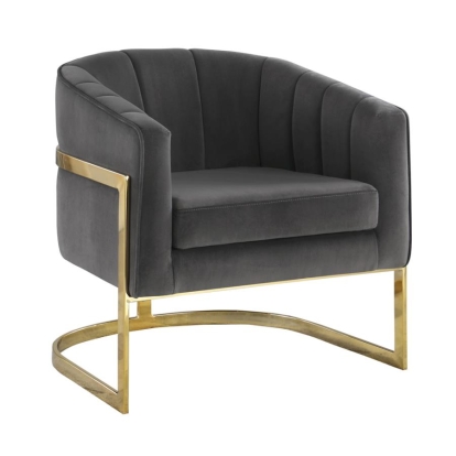 Coaster Joey Tufted Barrel Accent Chair Dark Grey and Gold Model 903039