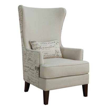 Coaster Pippin Curved Arm High Back Accent Chair Cream Model 904047