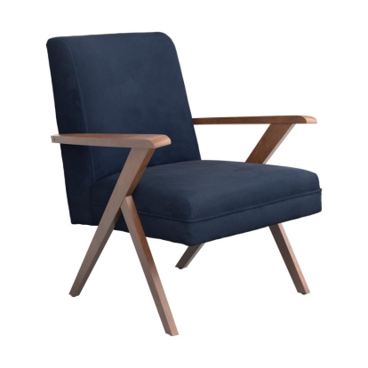 Coaster Cheryl Wooden Arms Accent Chair Dark Blue and Walnut Model 905415