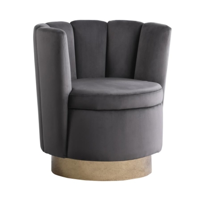 Coaster Channeled Tufted Swivel Chair Grey and Gold Model 905649