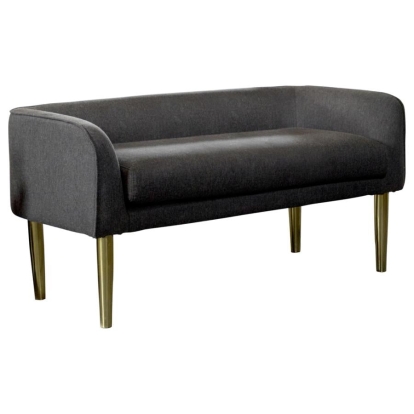 Coaster Low Back Upholstered Bench Dark Grey and Gold Model 905689