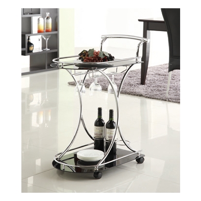 Coaster Elfman 2-shelve Serving Cart Chrome and Black