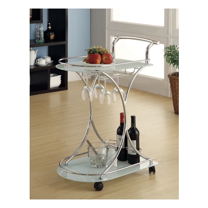 Coaster Elfman 2-shelve Serving Cart Chrome and White