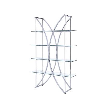 Coaster Larson 4-tier Bookcase Chrome and Clear
