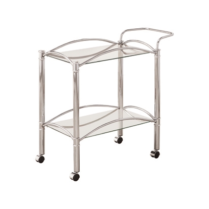 Coaster Shadix 2-tier Serving Cart with Glass Top Chrome and Clear
