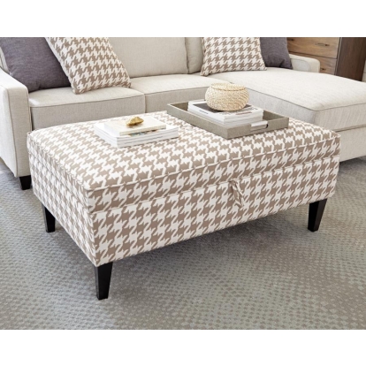 Coaster McLoughlin Upholstered Storage Ottoman Beige and White Model 910204