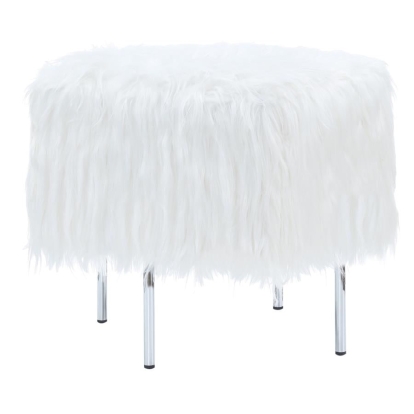 Coaster Faux Sheepskin Square Ottoman White Model 910231